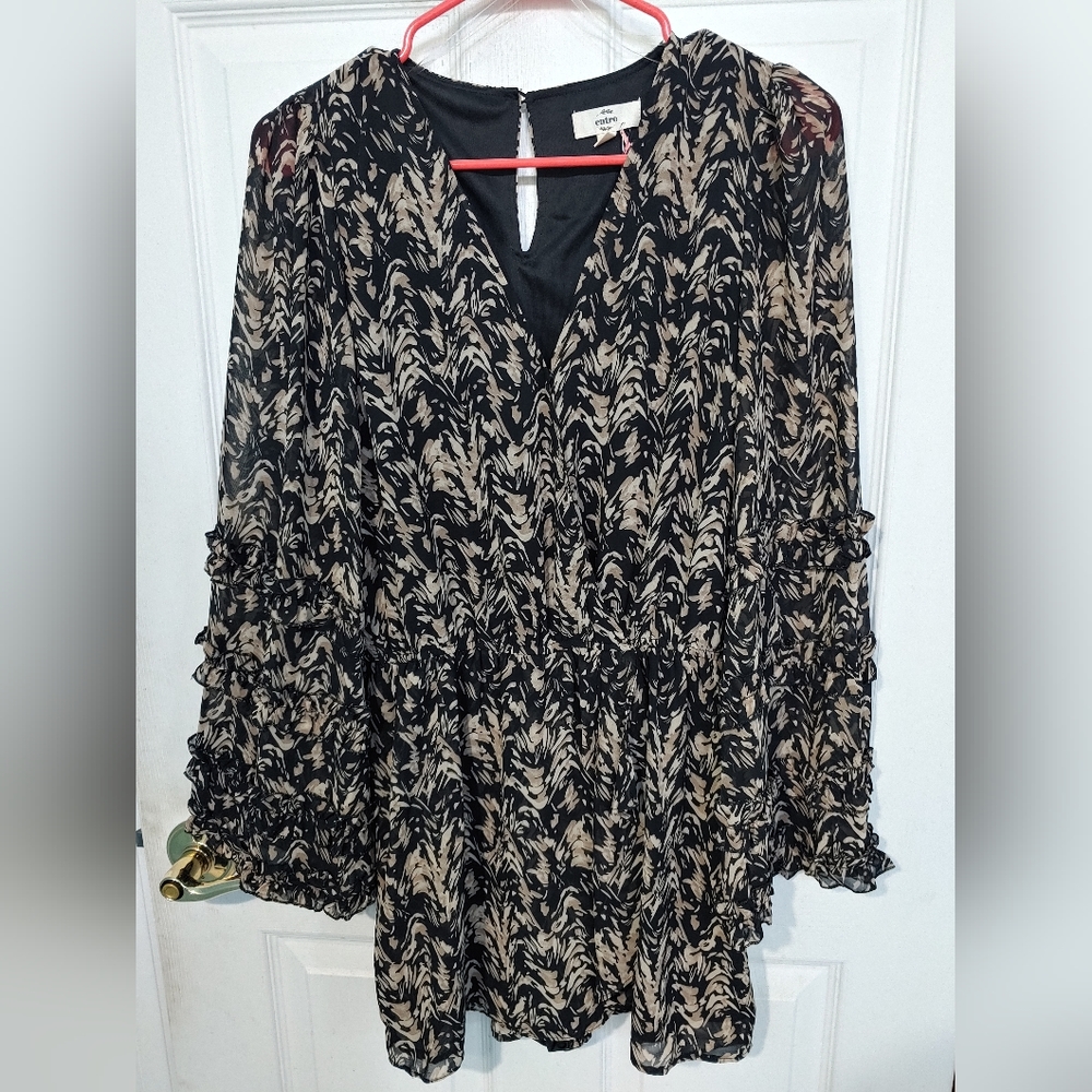Entro Black & Tan Ruffle Romper - Picture 7 of 10